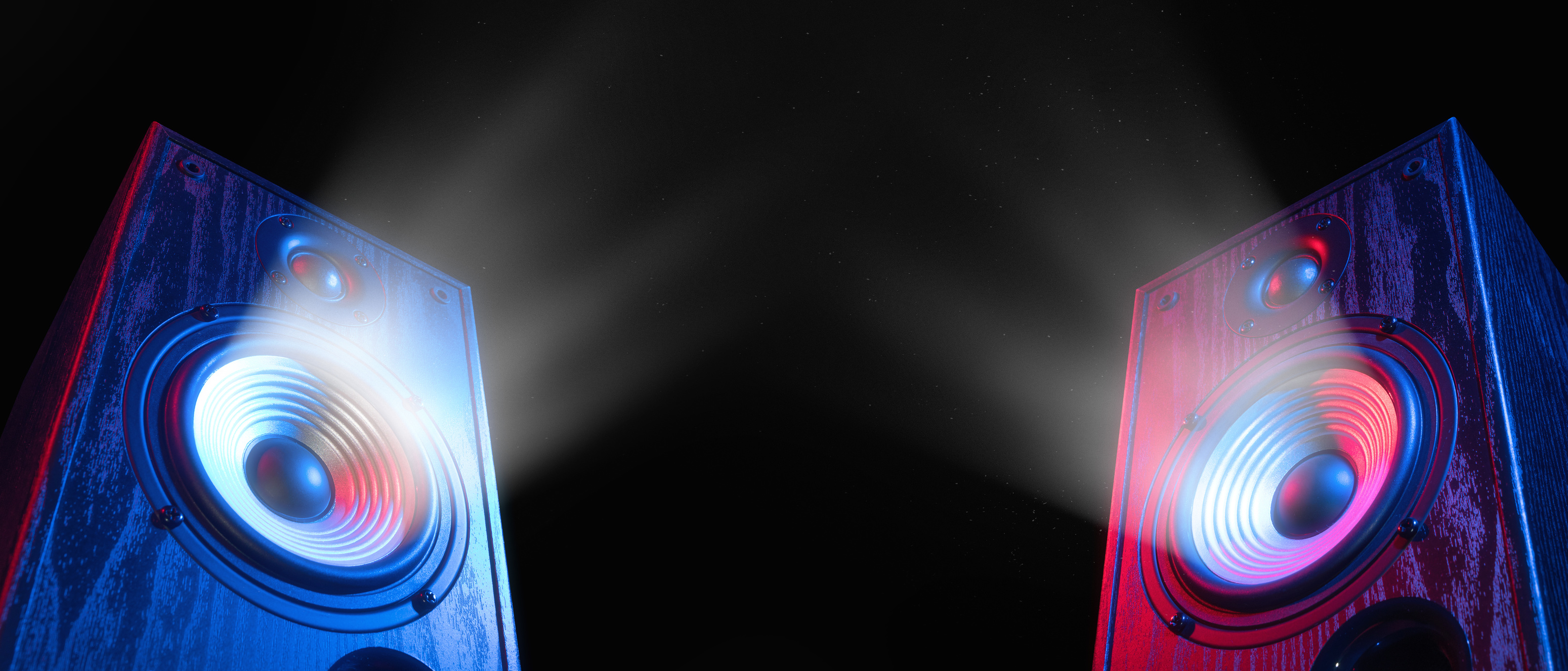 Two sound speakers with sound wave.